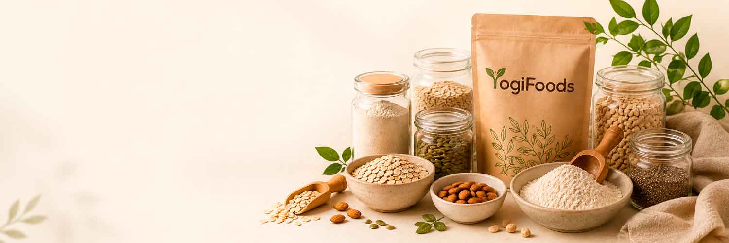 Selección de alimentos nobles para comprar en la tienda online Yogi Foods