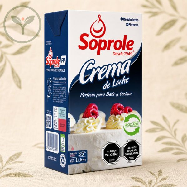 CremaLecheSoprole1l Crema de Leche Soprole 1l para repostería, salsas, chantilly y cocina casera