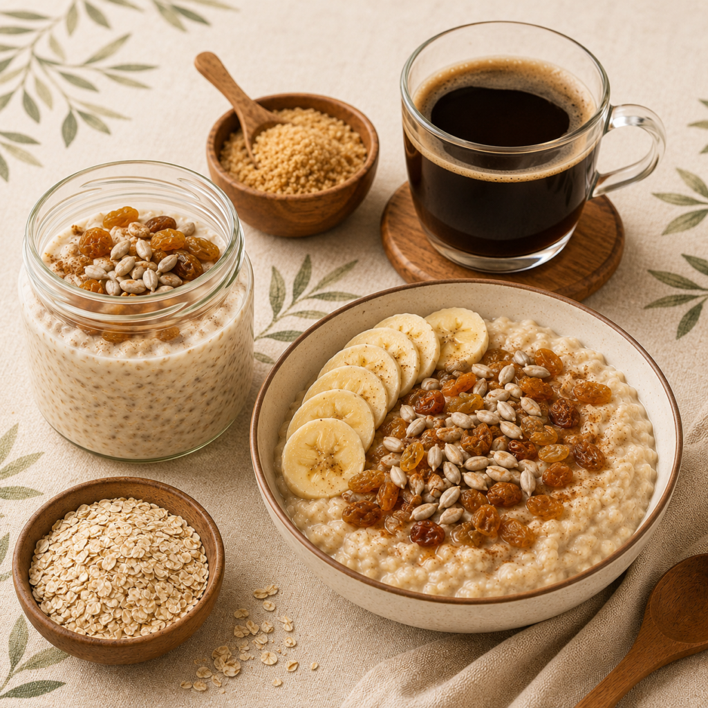 Pack Desayuno Café Yogi Foods con avena, pasas rubias, semillas de maravilla y café